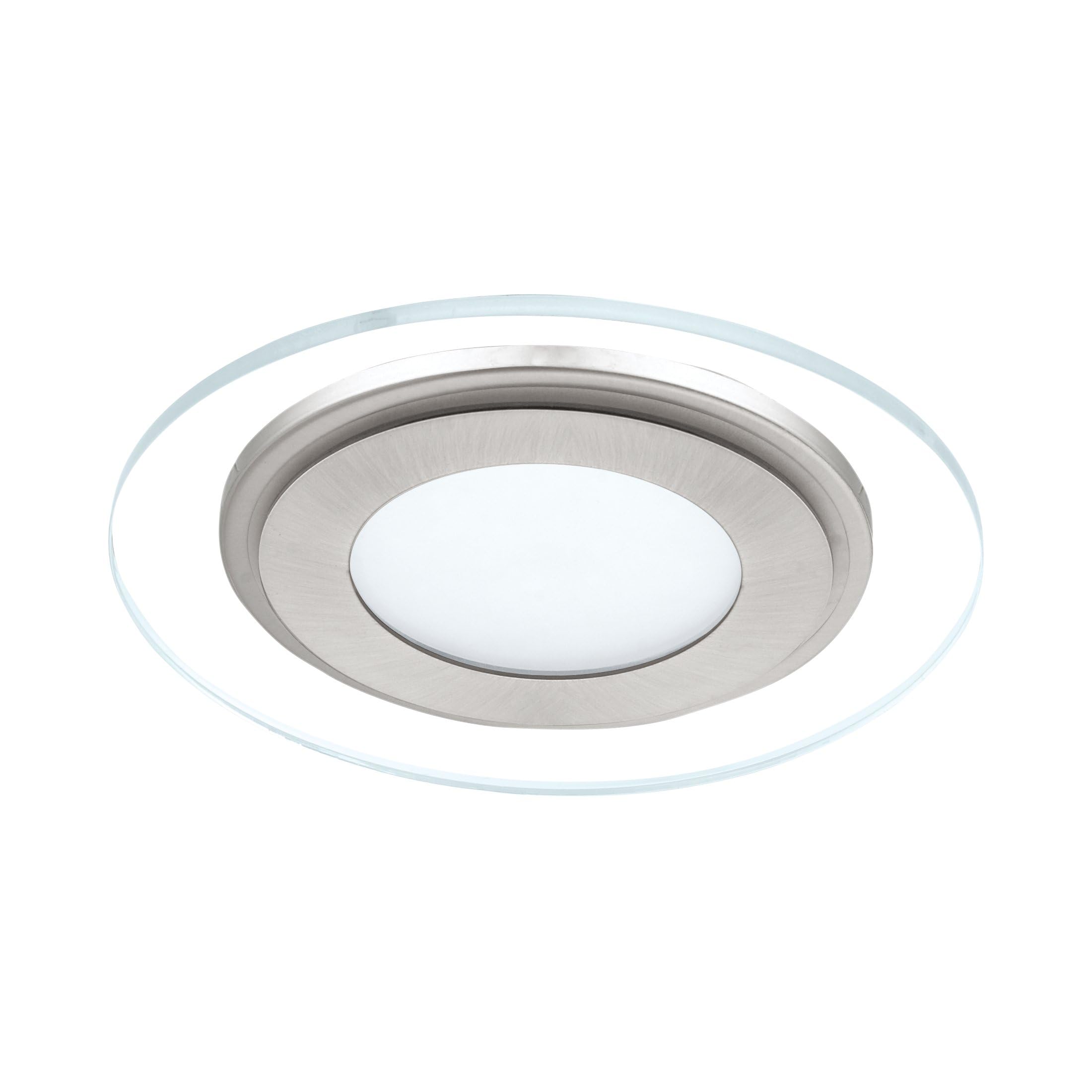 EGLO Pineda 1 LED Recessed Spotlight Made of Steel and Plastic, LED Recessed Light in Nickel Matt, White, Clear, Recessed Spotlight LED Flat, Diameter 14.5 cm