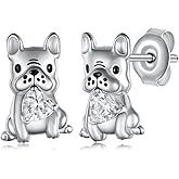 Dog Earrings for Women 925 Sterling Silver French Bulldog Earrings Animal Dog Jewelry Gifts for Daughter Granddaughter Girls Women