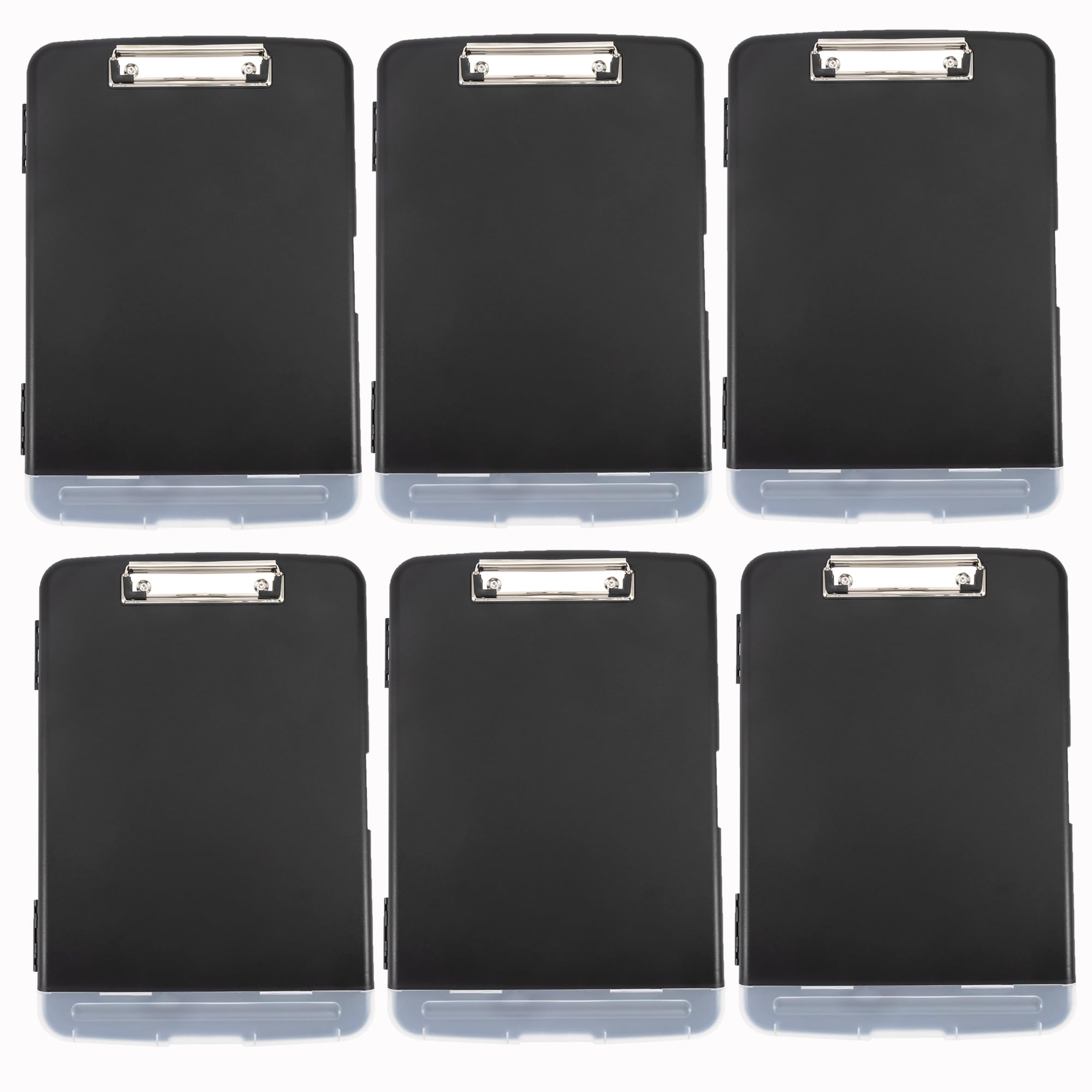 Pechor 6 Pack Clipboard with Storage A4 Plastic Clipboards Folder with Separate Pen Compartment, Clip Board Ideal for School, Office, Medical Personnel, Side-Opening (Black)