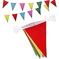 Rainbow Party Decorations Pennant Banner, Reusable & Weatherproof String Flags for Birthday, Wedding, Celebrations Events (30 Feet - 21x Triangle Flags)