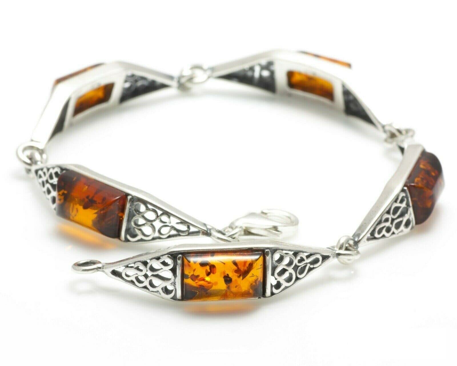 NATURAL BALTIC AMBER STERLING SILVER 925 JEWELLERY Gemstone BRACELET Jewellery For Woman