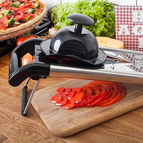 [Improved] V-Blade Mandoline Food Slicer + FREE Cut-Resistant Gloves | Stainless Steel Adjustable Vegetable Mandolin Slicer, Julienne Cutter | Includes 5 Inserts, Food Holder & Blade Guard - Thumbnail 6