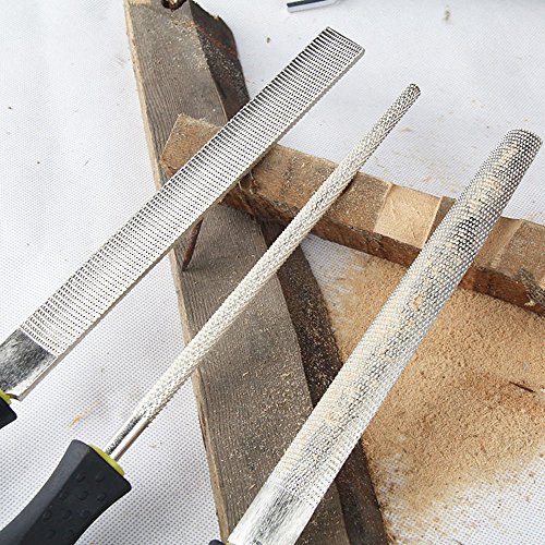 3 Piece 8" Wood Rasp Files set with Rubber Grip Great Coarse Metal Files Set for Woodworking Soft Stuffs Filing DIY Tools