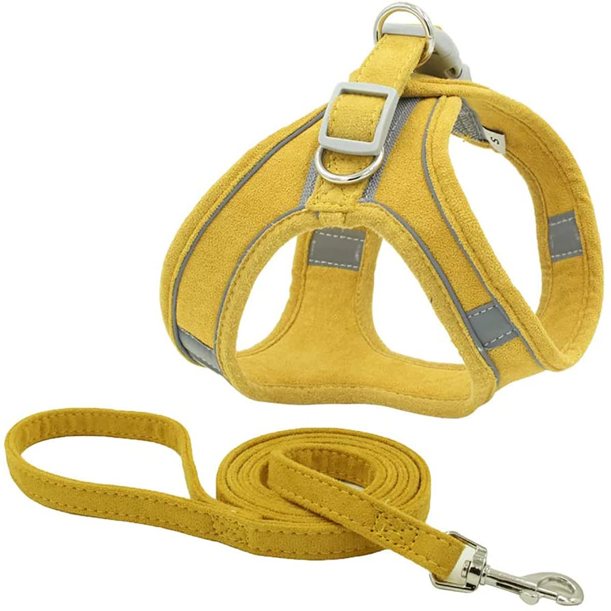 Dog Harness and Leash Set Dog Chest Strap Pet Vest Harness with Handle Adjustable Reflective Dog Harness for Small Dog Medium Dog Cat Yellow S