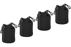 PATIKIL 4 Pcs 3.3" ID x 5.5" H Neoprene Lens Case for DSLR Camera Lens, Water Coffee Cups Black
