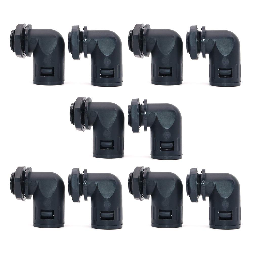 Namvo10Pcs Corrugated Tube Connector 90 Degree AD18.5 PG13.5 Conduit Hose Joint Clamps