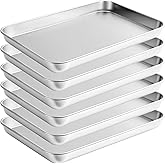 CACASO 6Pcs Baking Sheet Stainless Steel,8''L x 5''W Small Baking Sheets,Small Metal Sheet Pans,Cookie Sheet Metal Baking Pan Oven Tray for Kitchen Baking,Hand Project,Smooth Polished