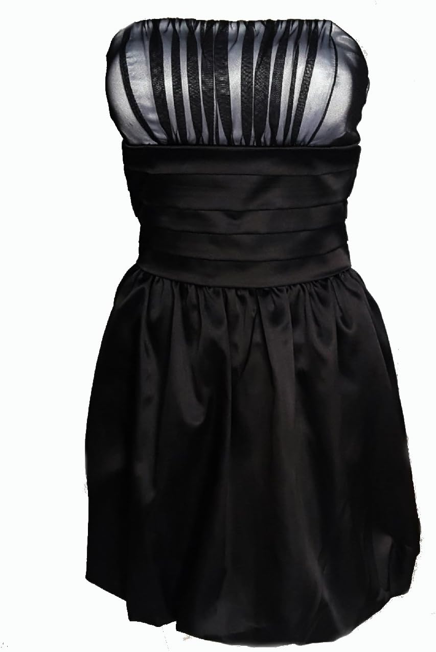 Women & Big Girls Strapless Illusion Top Pleated Empire Waist Bubble Dress S
