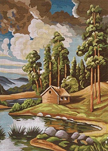 Gery Gobelin Needlepoint Kit Landscape (25x35cm) 9.8"x13.8" printed canvas cod G1602