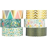YUBBAEX Romantic Gold Washi Tape Set VSCO Foil Masking Tape Decorative for Arts, DIY Crafts, Journal Supplies, Planners, Scra