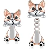 925 Sterling Silver Welsh Corgis Stud Earrings for Women Hypoallergenic Cute 3D Corgy Puppy Cat Koala Ear Studs Adorable Corgi Dog Animal Earrings Studs Jewelry Gifts for Daughter