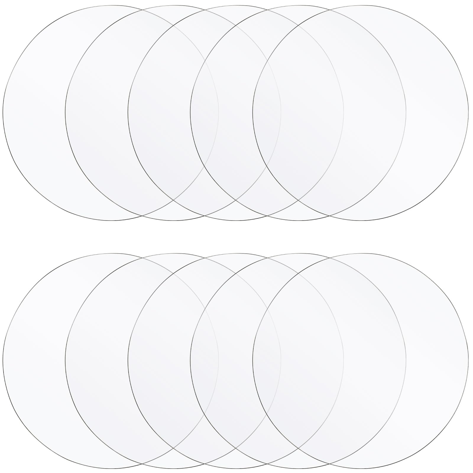 LEXININ 10 PCS 10 Inch/25cm Round Acrylic Discs, 2mm Transparent Acrylic Blank Circles for DIY Craft Painting Picture Frames