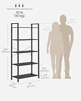 VASAGLE 5-Tier Bookshelf Ebony Black and Ink Black LLS061B56 30x66x153 cm view 6