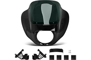 Krator 9" Quarter Motorcycle Fairing with Windshield, Compatible with Harley Davidson Softail Street Bob, Low Rider & Softail
