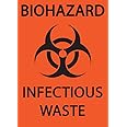 Zing Green Products 1915S Recycled Polystyrene "Biohazard Infectious Waste" Safety Sign, Self-Adhesive, 10" Length, 7" Width, Black on Orange