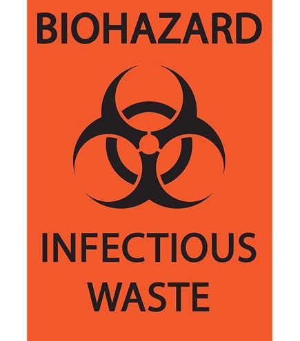 Warnschild BIOHAZARD, 17,8 X 17,8 Cm – Schwarz Auf Orange, Aus Druckempfindlichem Vinyl, Hitzebeständig Bis 178°C