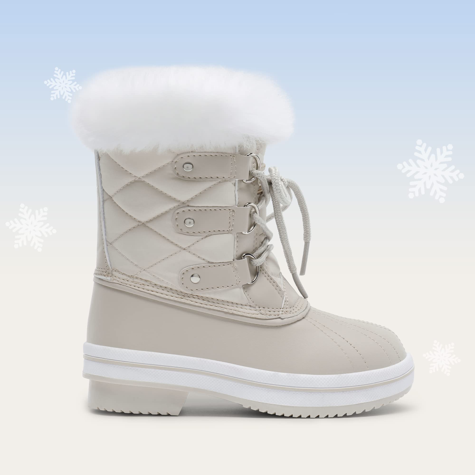 DREAM PAIRS Cozy Kids Snow Boots, Warm & Water-Resistant Winter Boots with Faux Fur for All-Day Play, Non-Slip Mid Calf Boots