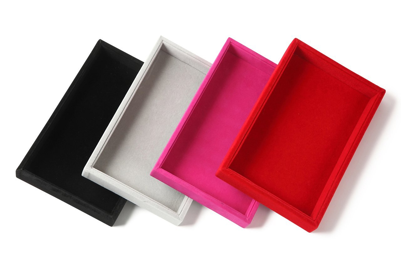 Amazon｜[Acrossa] 全4色 アクセサリートレイ ジュエリートレイ スエード 20 x 15 x 3cm [メガネトレイ