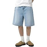 LuminBlaze Mens Baggy Jean Shorts Loose Fit Vintage Wide Leg Jorts Y2K Streetwear Hip Hop Casual Denim Shorts