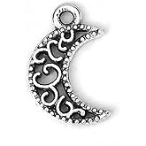 PEPPERLONELY 50pc Antiqued Silver Alloy Galaxy Charms Half Moon Charms Pendants 18x11mm (6/8" x 3/8")