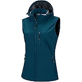 33,000ft Women's Hooded Lightweight Softshell Vest Fleece Lined Windproof Zip Up Sleeveless Jacket for Hiking Golf Running