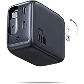 Baseus Retractable USB C Charger, 67W 3 in 1 Fast Charging Block with Foldable Plug, Enercore CJ11 PD/PPS for Galaxy S25/iPhone 17/16/15 Series/MacBook Air/Airpods 4