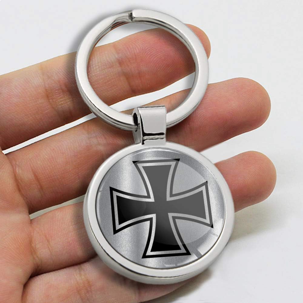 Biomar Labs Stainless Steel Metal Keychains With Multiple Unique Designs Durable Premium Accessory Car House Keys Backpack Gift Travel Souvenir Elegant (Maltese Cross in Black-Silver KK 264) - Image 4