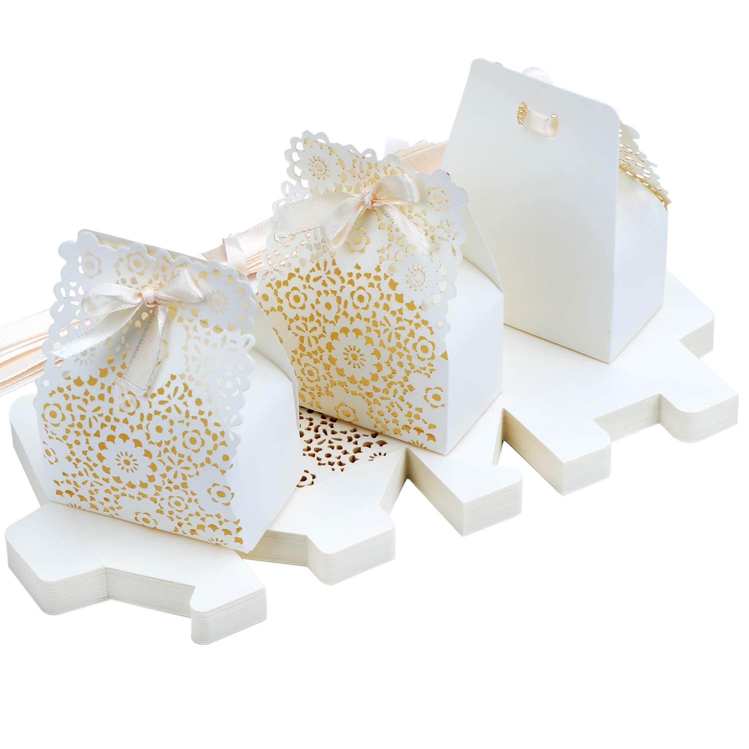 TsunNee 30PCS Hollow Paper Candy Boxes - Flower Pattern Wedding Favour & DIY Party Gift Boxes