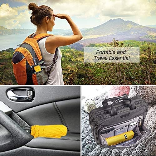 ZOMAKE Compact Umbrella Windproof Strong,Travel Small Umbrella Portable Foldable Brolly Automatic Folding for Women Men,46IN (Yellow) - Image 5