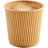Restaurantware 4 Ounce Ripple Wall Disposable Coffee Cups, 500 Insulated Kraft Paper Tumblers with Rolled Rim Design, Lids Sold Separately for Hot Drinks like Tea, Hot Chocolate and More