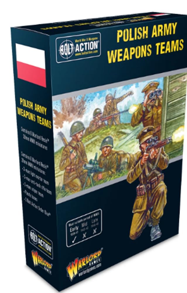 Warlord Games Polish Army Weapons Teams 28mm Scale Miniatures for Bolt Action Highly Detailed World War 2 Miniatures for Table-top Wargaming