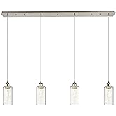INNOVATIONS LIGHTING Crown Point - 4 Light 49" Cord Hung Linear Pendant - Satin Nickel Finish - Seedy Shade