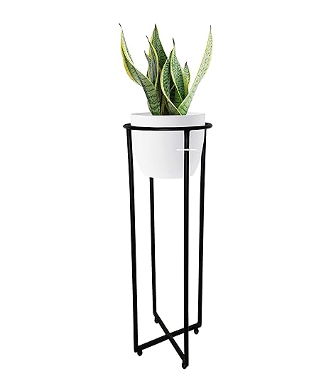 GIG Handicrafts Modern Small Iron Plant Stand Without Planter, Corner Plant Stand, Kitchen Dining Table Pot Stand for Living Room Decor Home Decor Balcony Outdoor (23 x 23 x 60 cm)