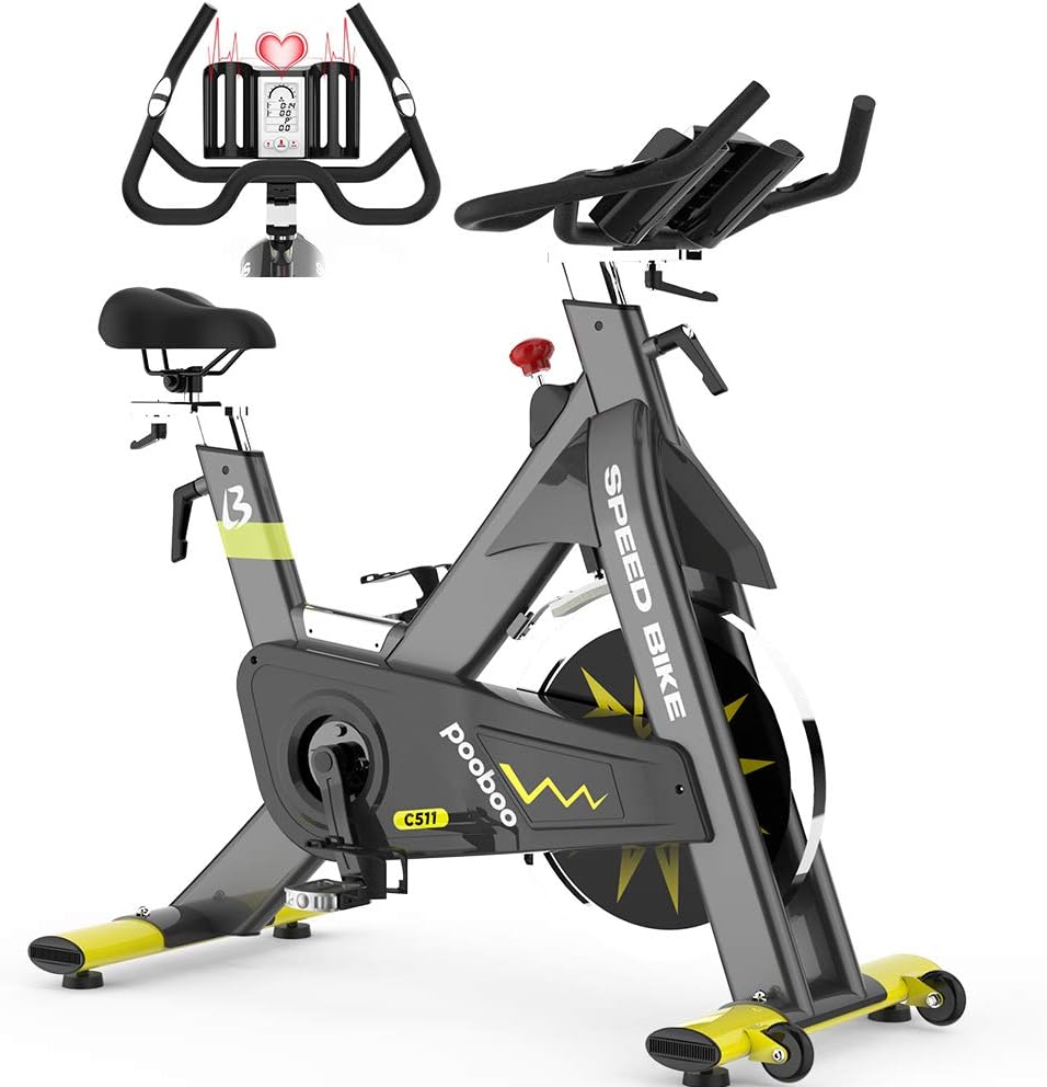 pooboo Exercise Bike Commercial Stationary Bike Belt Drive Indoor Cycling Bike