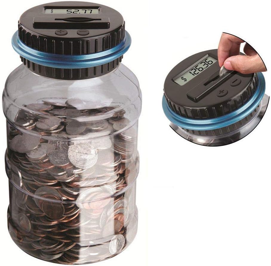 ALLOMN Automatic Coin Counting Money Box Jar Large Piggy Bank with