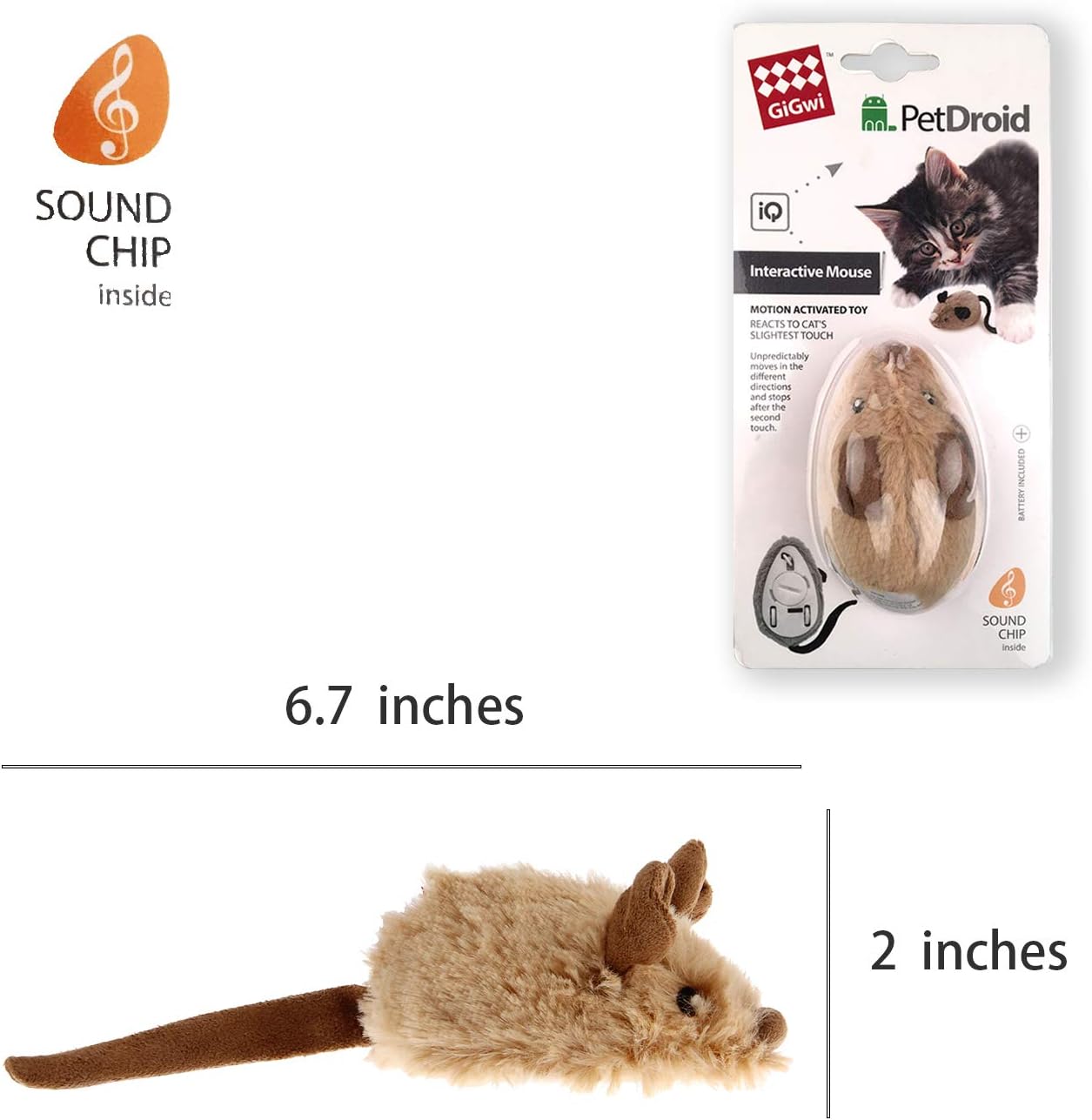 GiGwi Moving Cat Toy Mouse, Interactive Cat Toys Mice Electronic with Furry Tail - Image 3