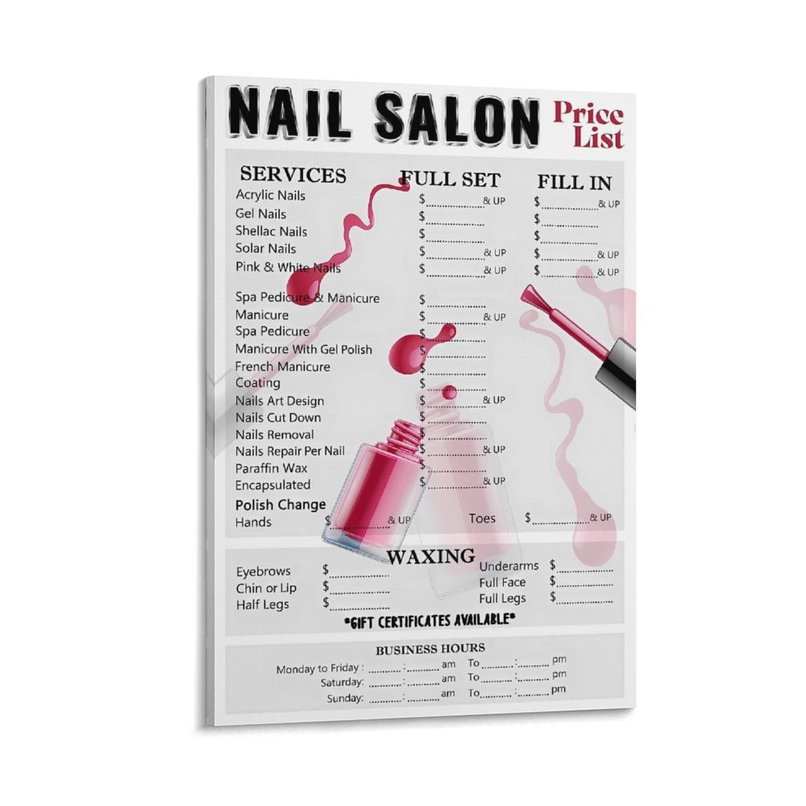 JBBGO Nail Salon Beauty Salon Canvas Wall Art