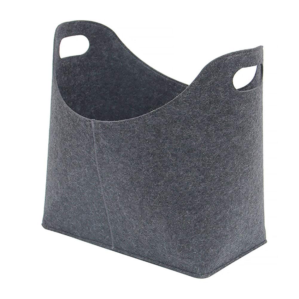 Foldable Felt Fireplace Firewood Basket,Portable Log Bag,Fireside Wood Carrier Holder Bag,Newspaper Magazine Storage Rack,Shopping Bag Hamper Storage Basket(Dark Grey)
