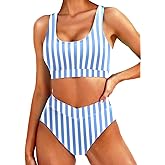 Tempt Me Women High Waisted Bikini Sets Two Piece Swimsuits Sport Bathing Suits with V Cut Bottom