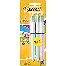 BIC 4 Colour Fun Fashion Ballpoint Pen with Medium Nib - Fashion, Pack of 3