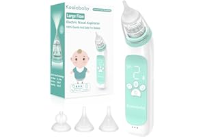 Koalababy Large Flow Electric Nasal Aspirator, 2024 Newest Nose Sucker for Baby, Booger Sucker, Nose Cleaner for Toddlers with 3 Silicone Tips, 3 Suction Levels, Music & Light Soothing Function, Green