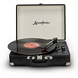 Byron Statics Vinyl Record Player, 3 Speed Turntable Bluetooth Record Player with 2 Built in Stereo Speakers, Replacement Nee