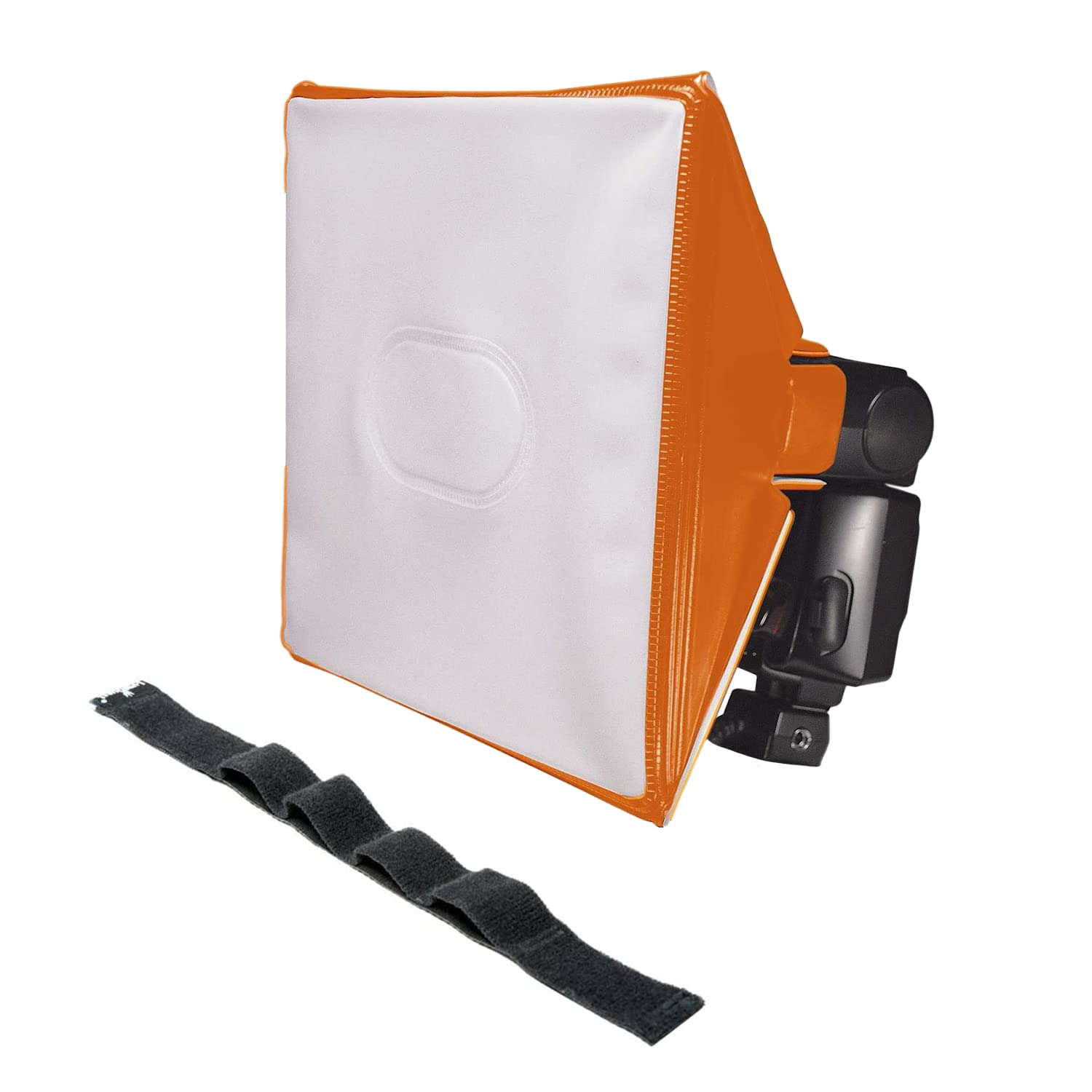 LumiQuest SoftBox III LQ-119S, Flash Diffuser & Light Softener, Universal Classic Design for External Camera Flashes with UltraStrap, Neon Orange