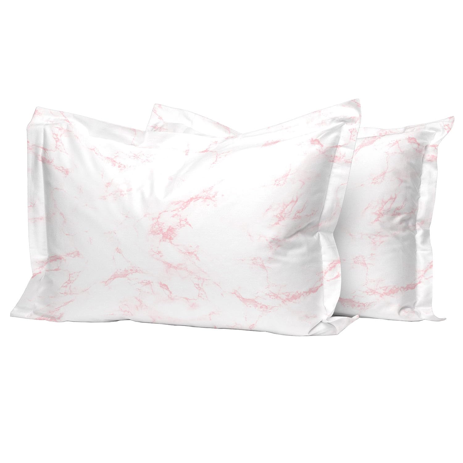 Pizuna Cotton Carrara Marble Pink Print Standard Pillow Cases 2 Pack, 400 Thread Count 100% Long Staple Combed Cotton Oxford Pillow Cover Sateen Cooling Oxford Pillow Case 50x75 (Printed Pillow Cases) — image 1