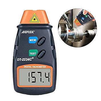 FITNATE Digitale Laser Foto Tachometer nicht Kontackt Geschwindigkeitsmesser | 2.5-99,999 RPM | Batterien | 3 stk. Reflexfolie, Revisionsanleitung