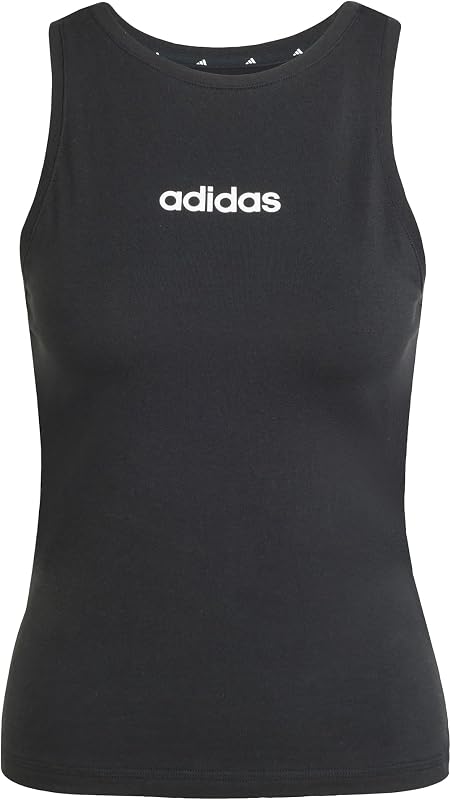 Damen Essentials Linear Slim Cotton Tank Shirt, Black/White, S