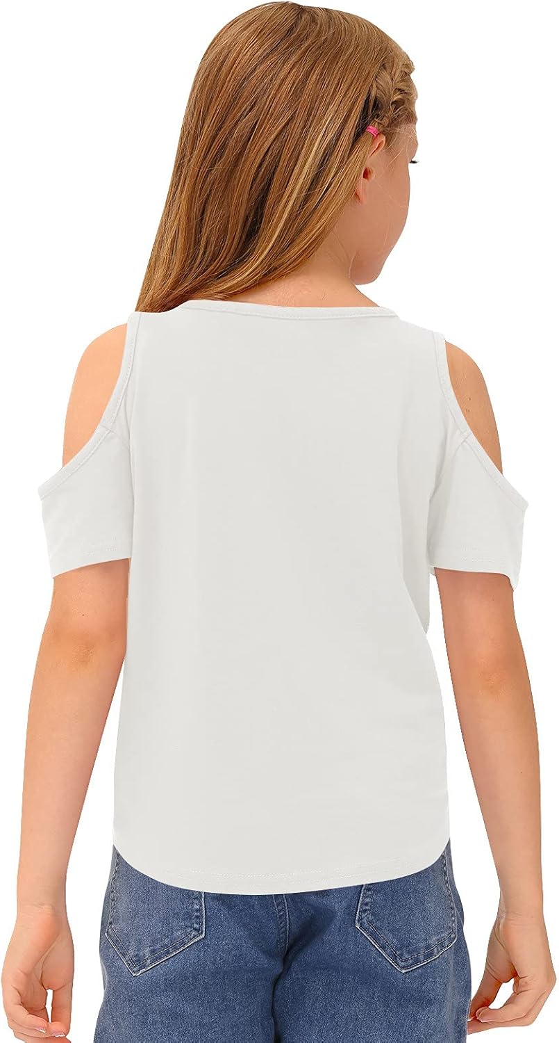 BesserBay Girl's Casual Solid Twist Knot Front Tunic Shirt Cold Shoulder Top 3-12 Years: Clothing