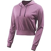 CADMUS Women's Workout Long Sleeve Shirts with Hoodie Sweatshirt Running Crop Top