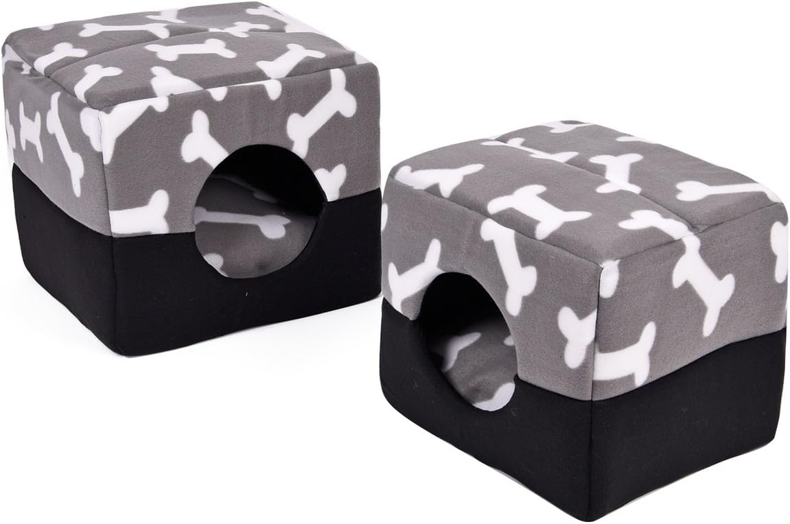 Speedy Pet Bones Prints Dual Use Pet Bed Dog Cube Bed Pet Nest For Small Animal Cats Small Dogs With Thicken Cushion Super Comfortable Puppy Sofa Cat Cave Bed Super Warm ( Size : M )