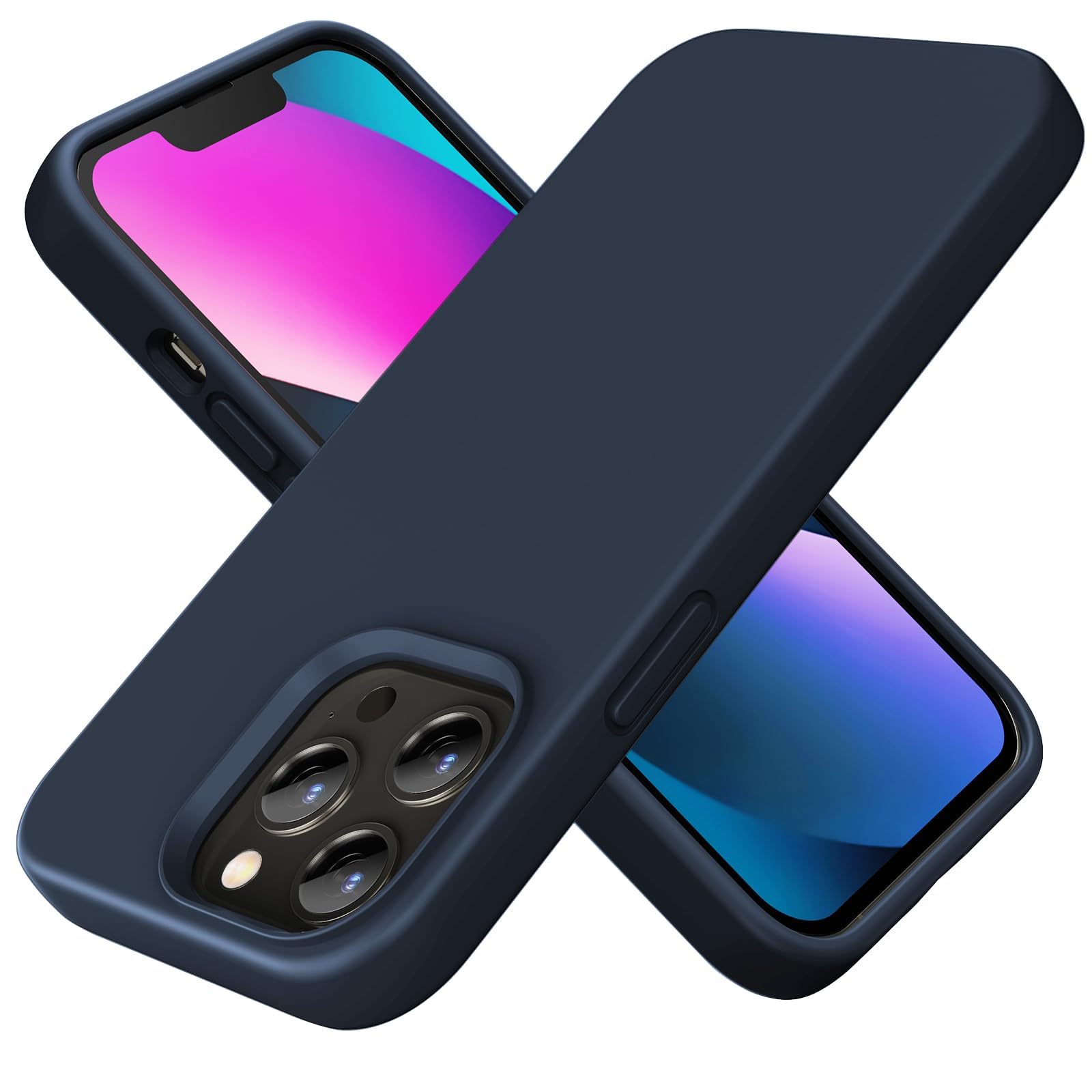 TIIXXE Silicone Case Compatible with iPhone 13 PRO Case Soft Ultra Slim Protective Shockproof Liquid Silicone Phone Case,Anti-Scratch Microfiber Lining, 6.1" Dark Blue